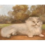 Ruth Bowyer, Persian cat in a landscape, oil on canvas, 16" x 20", (unframed).