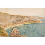 William Egerton Hine (1851-1926) A rocky bay with cormorants and seagulls, watercolour,12.25" x 20.