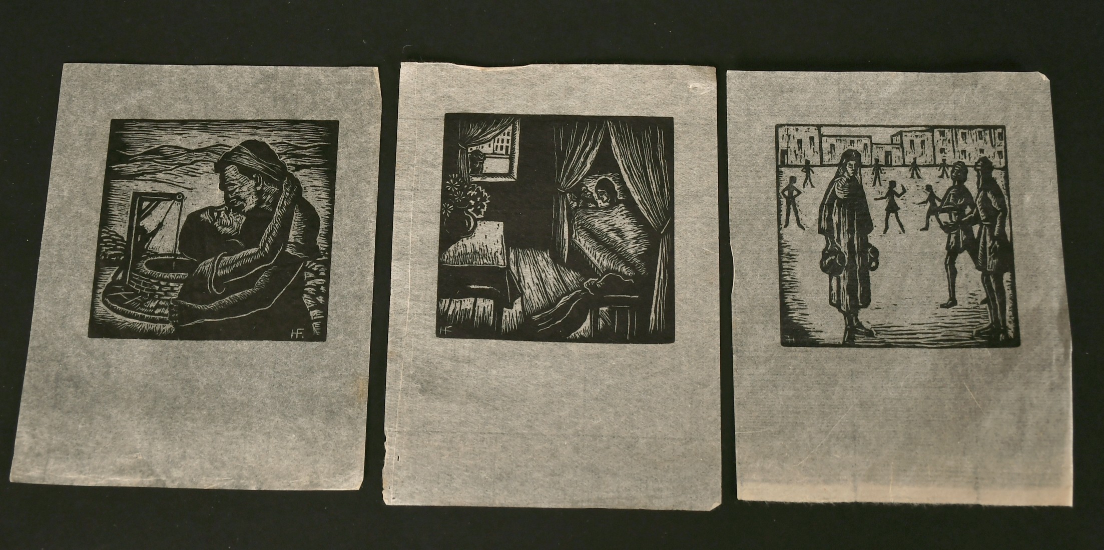 Hermann Fechenbach (1897-1986) three engravings of Old Testament subjects, all 2.3" x 2.5", (7). - Image 2 of 3