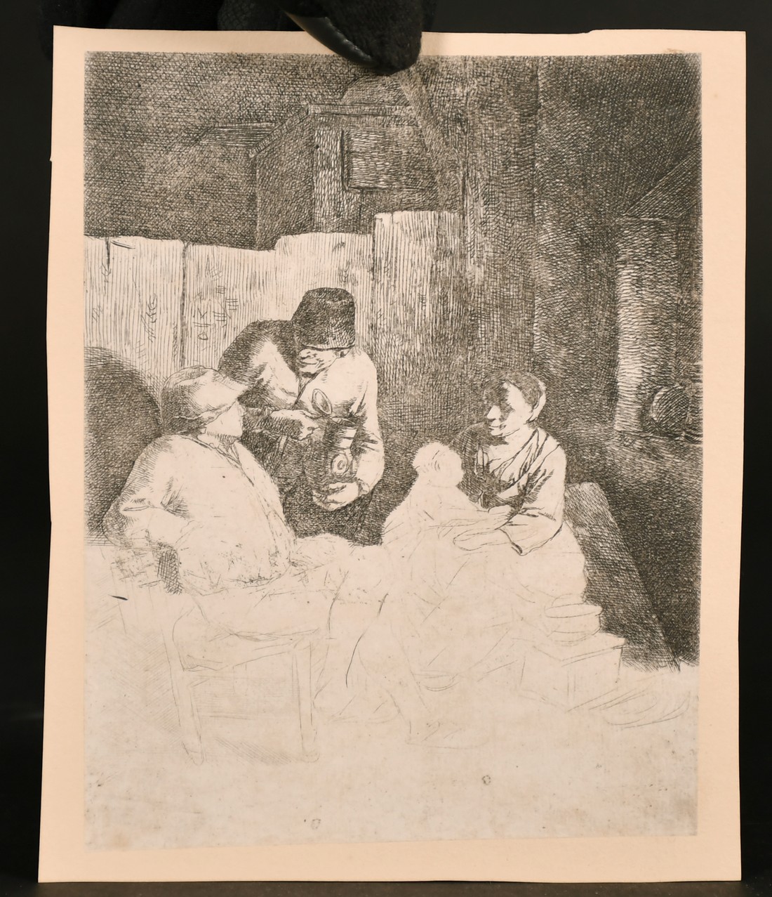 Thomas Worlidge after Rembrandt, engraving, 7" x 6". and two other unidentified etchings the first - Image 4 of 5