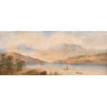 Lennard Lewis (1826-1913) British, 'Boats on a Mountain Lake', watercolour, signed and dated '04',