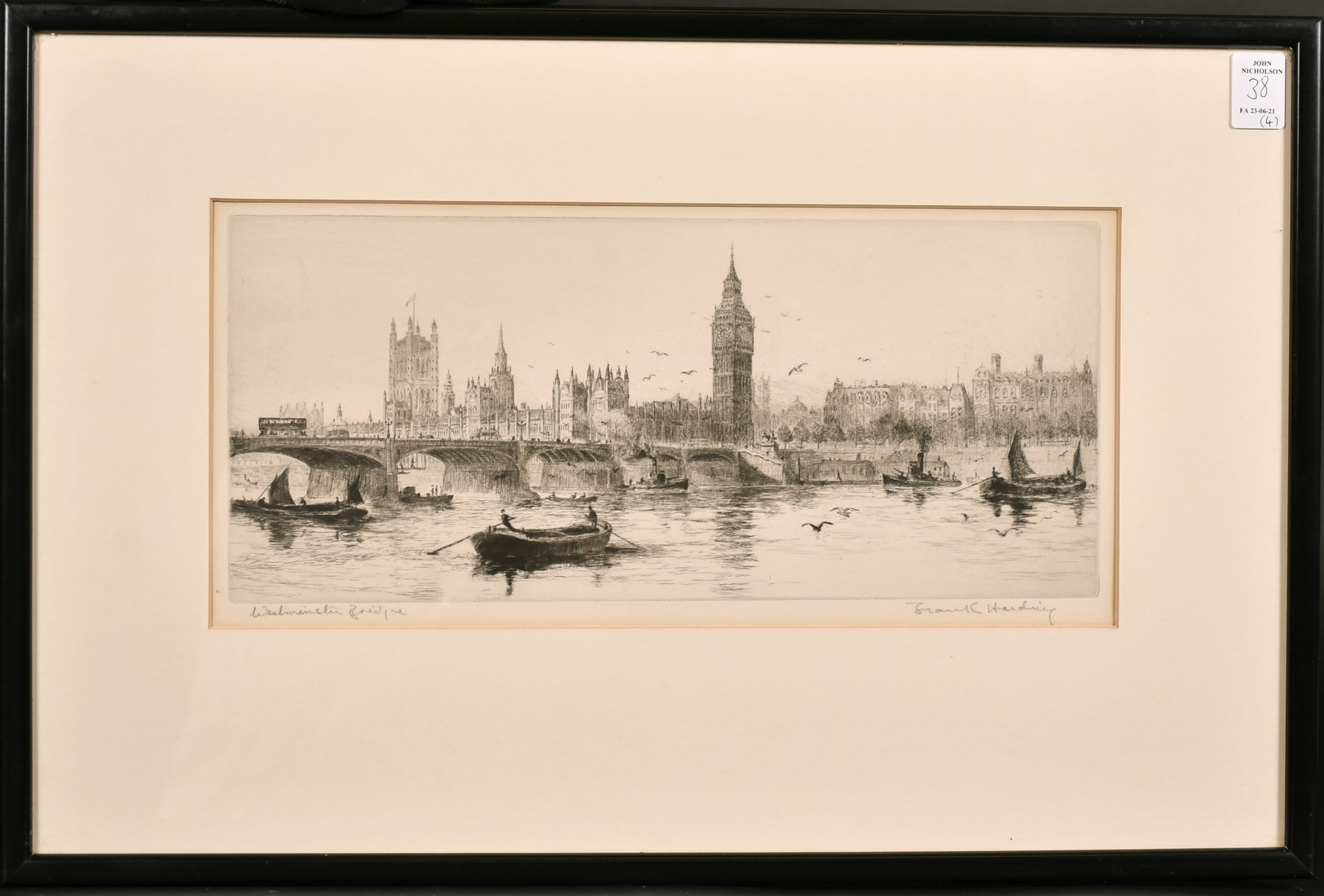 Frank Harding (19th /20th century) 'Waterloo Bridge', Etching, signed and inscribed in pencil, 6" - Image 6 of 9