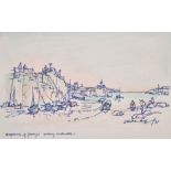 Adrian Hill (1895-1977) A group of four sketches of Dell Quay, Jersey and Bosham, mixed media,