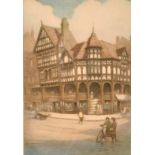 Robert Herdman-Smith (1879-1945) British, Two views of Chester, coloured etchings, signed and