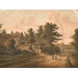 James George Zobel (1792-1881) View from a Loke on the Rackheath Road, watercolour, signed titled