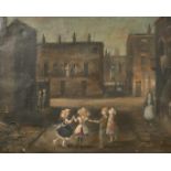 Attributed to John Francis Usher Griffith (20th century) A city street scene with children playing