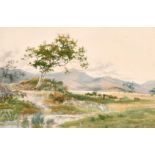 William Mathison (1825-1893) Cattle grazing by a mountain lake, signed, 14" x 21".