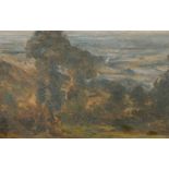 Alfonso Toft (1866-1964) British, An oil sketch of A sweeping vista, oil on board, signed with