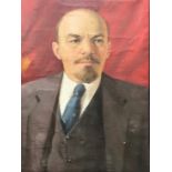 20th Century Russian School, A bust length portrait of Lenin, oil on canvas, 30" x 22", unframed.