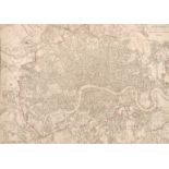 A London Post Office map circa. 1884, 25" x 35", (unframed).