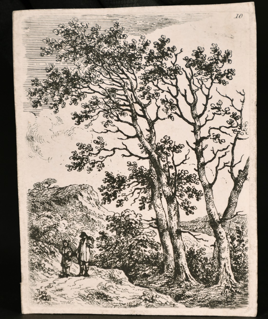 Circle of John Crome, two travellers in a wooded landscape, etching, numbered '10', 4.25" x 3. - Image 2 of 3
