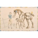 John Skeaping (circa. 1945) 'Mare and Foal', lithograph, 20" x 30".