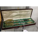 A pair of French decorative salad servers, boxed