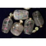 Five Chinese glass snuff bottles