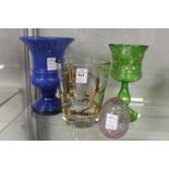 A Russian gilded ice bucket vase and three other items