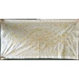 A BENGAL SILK EMBROIDERED RUNNER, 20th Century, 3ft 6ins x 2ft 7ins.