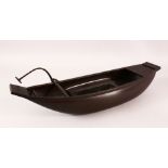 A GOOD JAPANESE MEIJI PERIOD BRONZE BOAT FORMED IKEBANA PLANTER, the vessel in the form of a boat