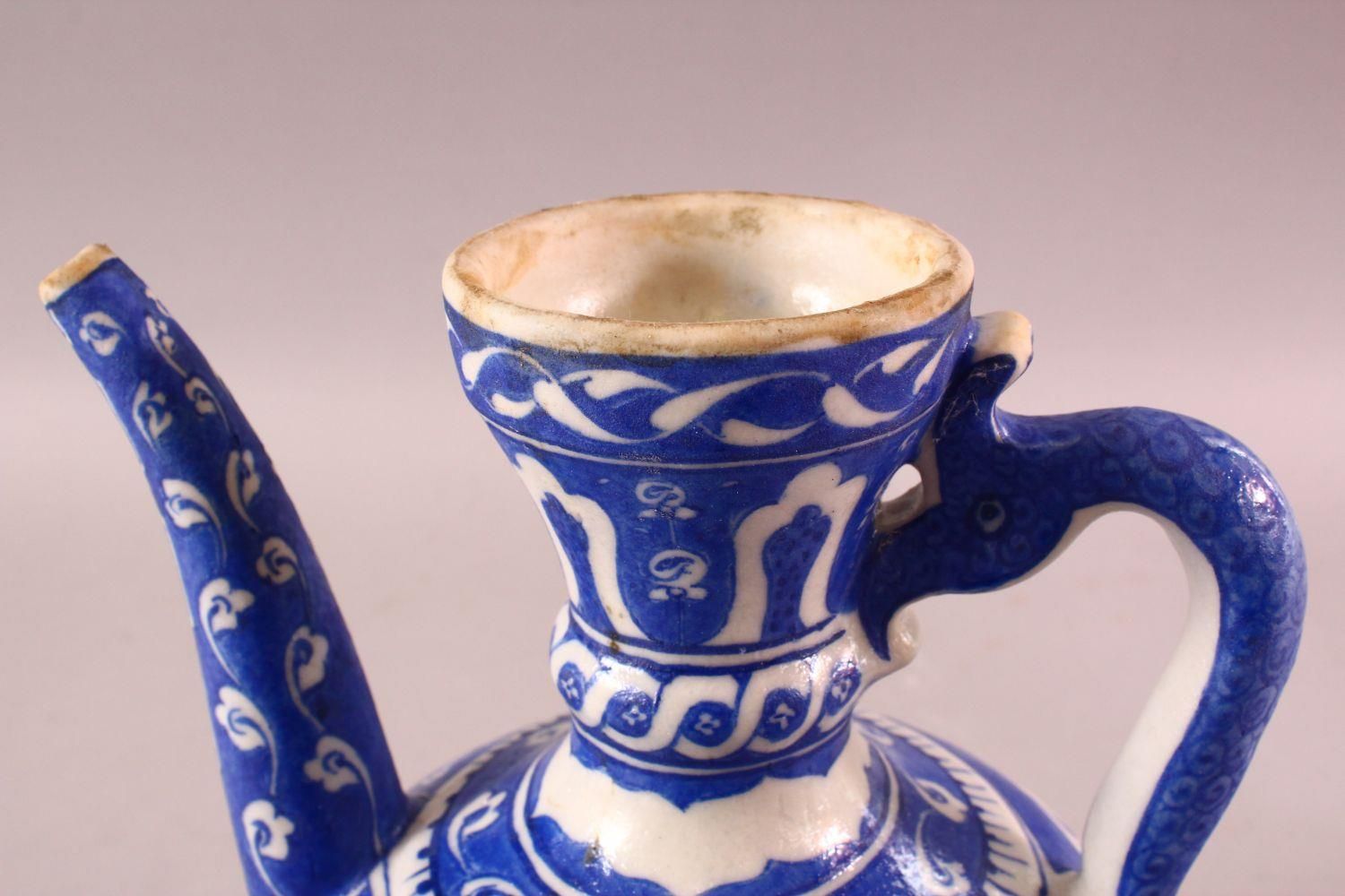 AN IZNIK STYLE CANTAGALLI BLUE & WHITE WATER URN, with motif decoration and a mark to the base, - Image 5 of 7