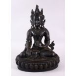 AN INDIAN BRONZE BUDDHA / DEITY, 36cm high.