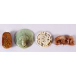 FOUR VARIOUS JADE AND HARDSTONE PIECES.