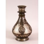 A GOOD 18TH/19TH CENTURY INDIAN BIDRI HUQQA BASE, 16cm high.