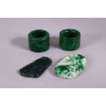 FOUR JADEITE PIECES.