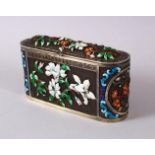 A CHINESE SILVER & ENAMEL LIDDED BOX, with enamel decoration of native flora, base marked silver,