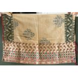 AN 18TH/19TH CENTURY GREEK / ITALIAN SILK EMBROIDERED LINEN SMALL PILLOW CASE, (alterations),