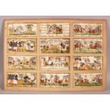 A MOUNTED COLLECTION OF TWELVE INDIAN MINIATURES, depicting various scenes, each 14cm x 6.6cm,