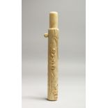 A JAPANESE CARVED BONE TUBE