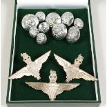 MILITARIA – Three Parachute Regiment cap badges, along with Scottish Police buttons.