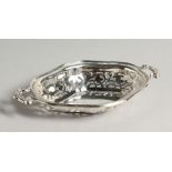 A TWO HANDLED SILVER PIERCED BON-BON DISH 7ins long Birmingham 1917