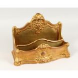 A SUPERB 19TH CENTURY FRENCH ORMOLU DESK TIDY BY RAMBAUD SCULP, SUISSE, with 2 compartments, scrolls
