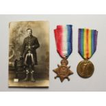 THE MEDALS OF FRANCIS DUCKETT, PTE. SCOTS GUARDS, 8113. Wounded 7.10.14., along with a photo.