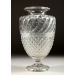 A HOBNAIL CUT FLOWER VASE. 9.5ins high.