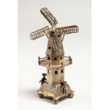 A DUTCH SILVER MINIATURE WINDMILL. 4.5ins high.