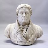 A HISTORICAL, CARVED WHITE MARBLE BUST OF DANIEL O' CONNELL (1775 - 1847) Irish, hailed in his