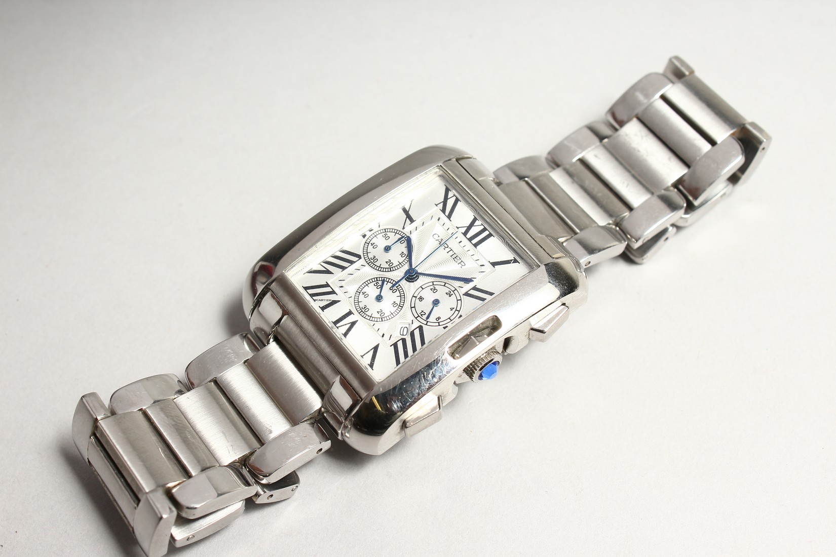 A CARTIER CHRONGRAPIA STAINLESS STEEL WATCH AND BRACELET. - Image 2 of 7