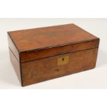 A VICTORIAN WALNUT FOLDING TABLE DESK with green velvet writing panel. 14ins long.