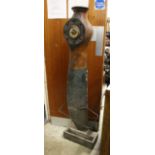 AN UNUSUAL HALL /STICK STAND, formed from a part of a propellor, inset with a aneroid barometer, the