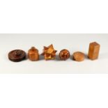 SIX VARIOUS PIECES OF TREEN including a ball and star