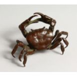 A GOOD JAPANESE BRONZE CRAB Signed, 4.25ins