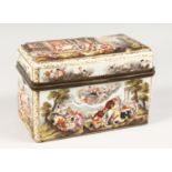 A GOOD CAPODIMONTE CASKET with classical figures in relief 9.5 ins wide.