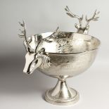 A PLATED STAGS HEAD CIRCULAR COOLER