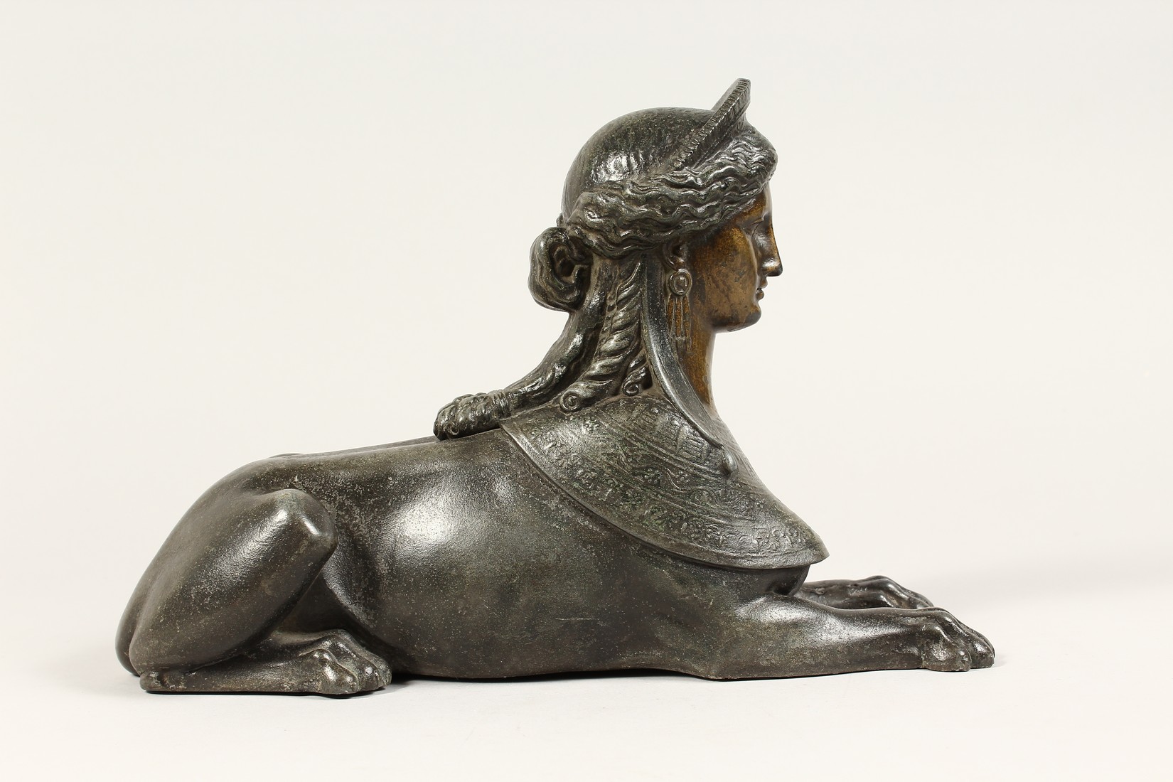 A SPELTER SPHINX 12ins long. - Image 2 of 4