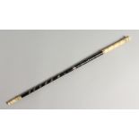 A GOOD IVORY AND EBONY INLAID BATON 20ins long