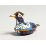 A SMALL CLOISSONE ENAMEL DUCK 2.5ins long