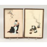 TWO CHINESE FRAMED WATERCOLOURS