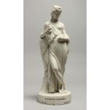 A PARIAN WARE FIGURE OF A CLASSICAL STANDING FEMALE signed to the base "TERPSICHORE" ALL OF G,