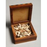 A SMALL BOX CONTAINING A QUANTITY OF FOSSILIZED SHARK TEETH.
